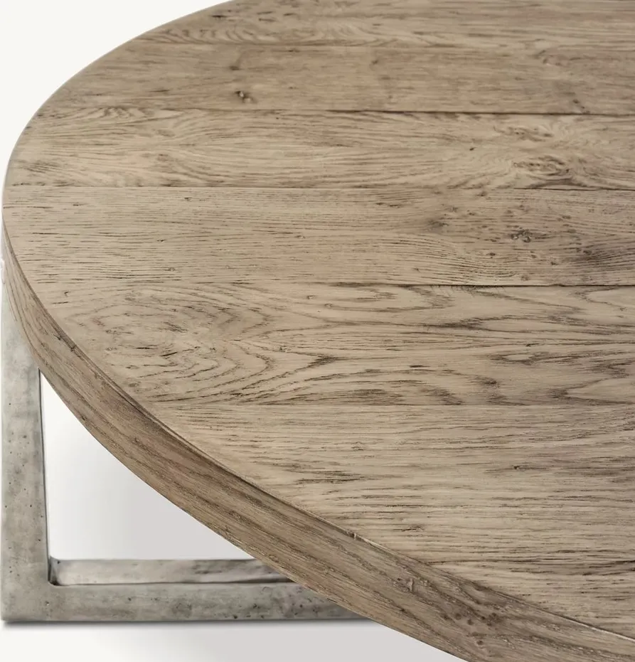 Table basse ronde Sarlat en chêne, vue 4 sur 6