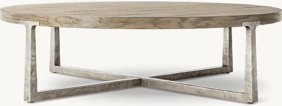 Table basse ronde Sarlat en chêne, vue 5 sur 6