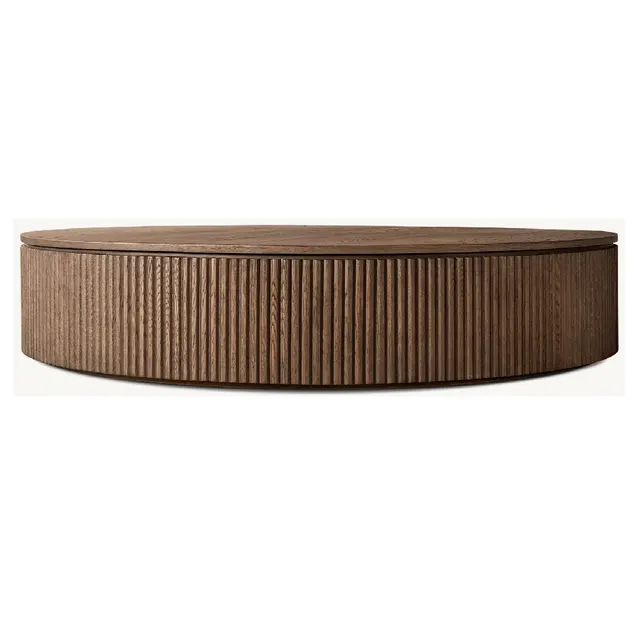 Table basse ronde Sauveterre en chêne brun — tables basses et d'appoint