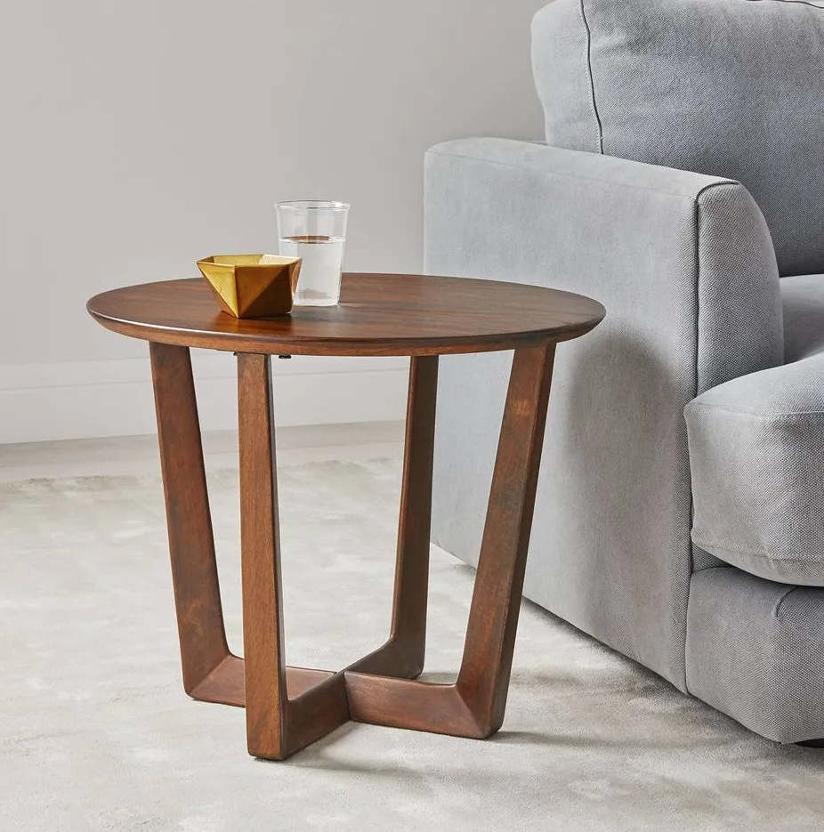 Table basse ronde Yvoire en bois massif, collection tables basses et d'appoint ELWOOD HOME