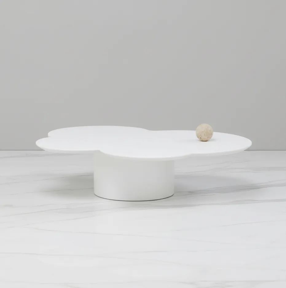 Table basse Souillac en marbre blanc, vue 4 sur 4