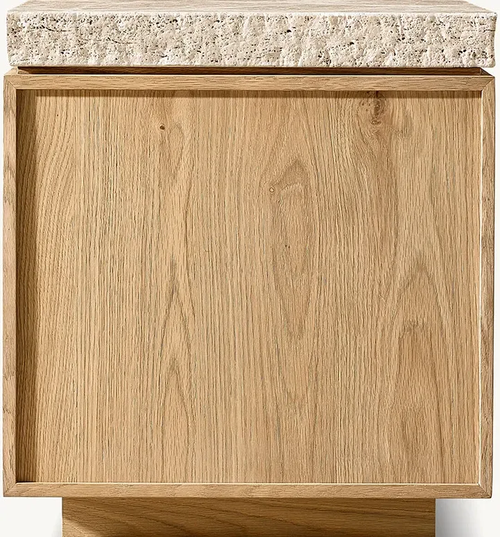 Table d'appoint Sisteron en travertin, collection tables basses et d'appoint ELWOOD HOME