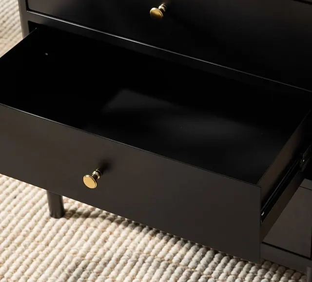 Table de chevet Céreste en bois massif noir — tables de chevet