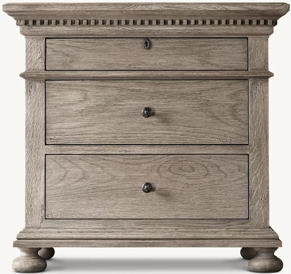 Table de chevet Cuisery en chêne 3 tiroirs, vue 2 sur 6