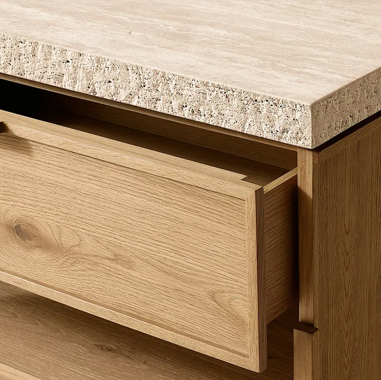 Table de chevet Domme en travertin, vue 3 sur 6
