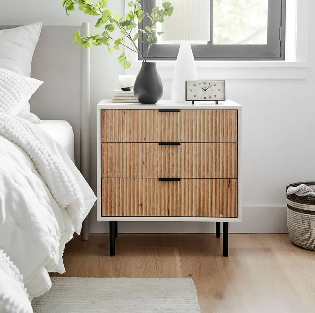 Table de chevet Marvejols 3 tiroirs scandinave — tables de chevet
