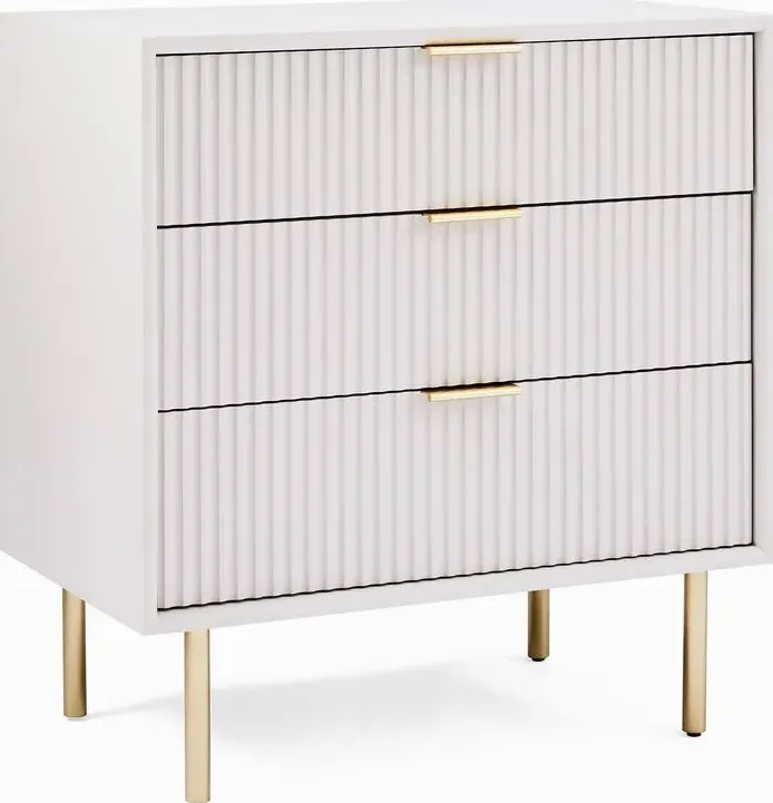 Table de chevet Marvejols 3 tiroirs scandinave, vue 2 sur 6