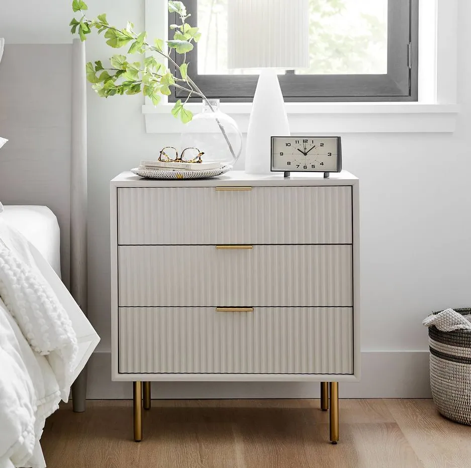 Table de chevet Marvejols 3 tiroirs scandinave, vue 3 sur 6