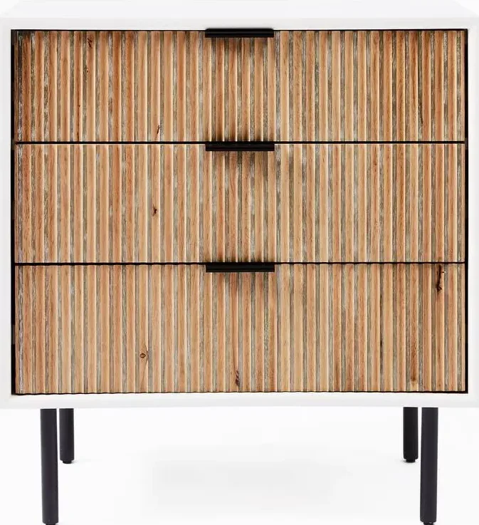 Table de chevet Marvejols 3 tiroirs scandinave, vue 4 sur 6