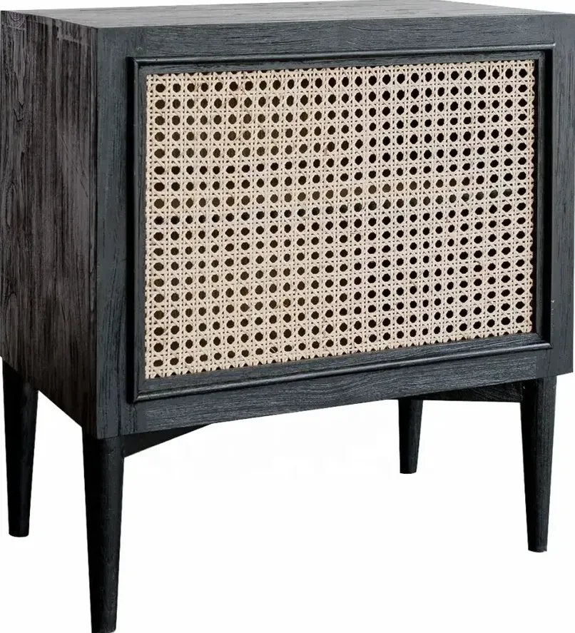 Table de chevet Menthon en rotin, vue 3 sur 4
