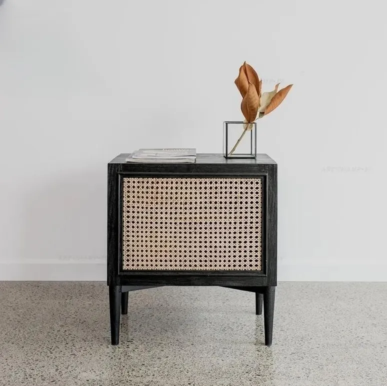 Table de chevet Menthon en rotin, vue 4 sur 4