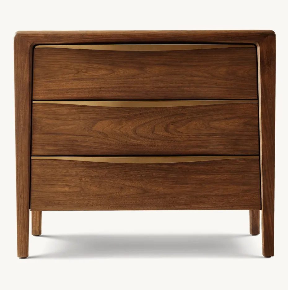 Table de chevet Ornans en bois massif brun, vue 2 sur 6
