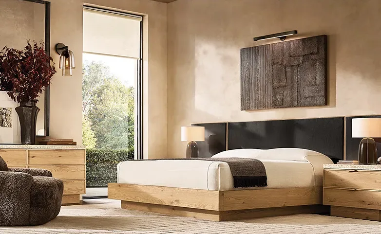 Table de chevet Sarlat en travertin 2 tiroirs, vue 4 sur 4