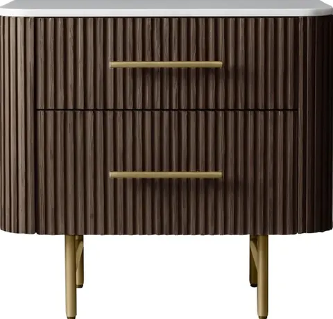 Table de chevet Tonnerre en bois massif et marbre blanc — tables de chevet