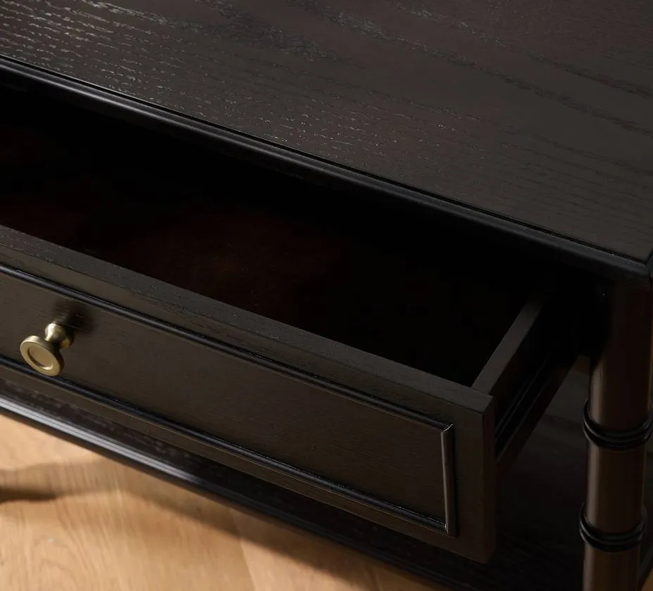 Table de chevet Valensole en bois massif noir, vue 4 sur 4