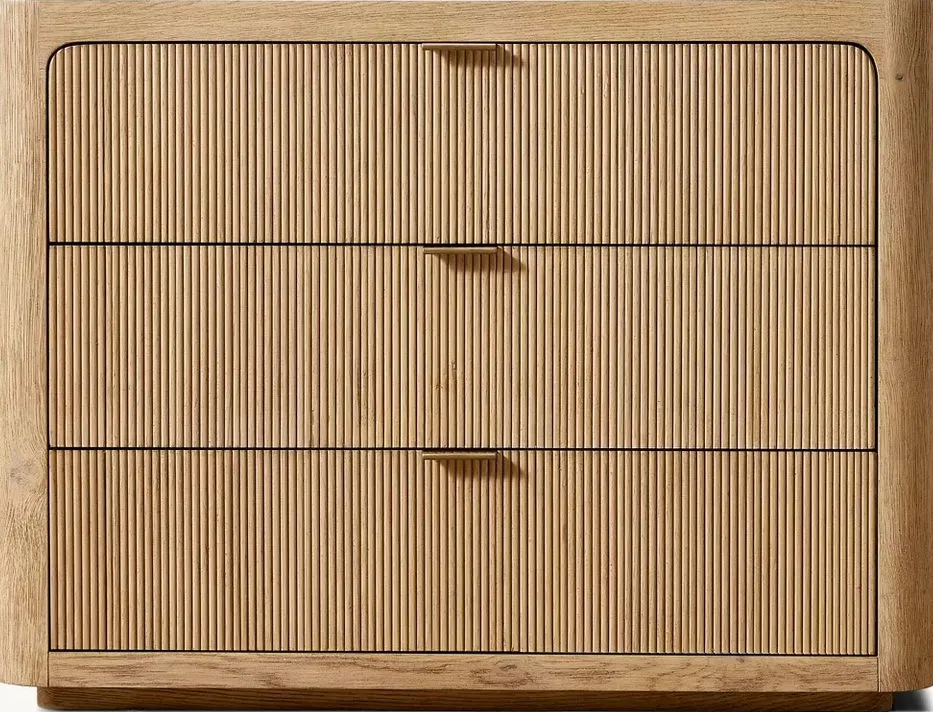Table de chevet Vogüé en placage de chêne, vue 2 sur 6