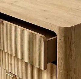 Table de chevet Vogüé en placage de chêne, vue 5 sur 6