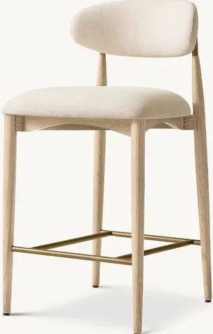 Tabouret de bar Ascain en tissu et chêne — chaises