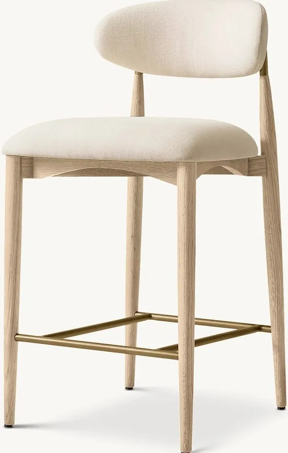 Tabouret de bar Ascain en tissu et chêne, tissu, chêne — chaises ELWOOD HOME