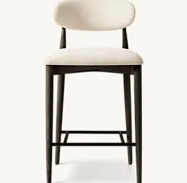Tabouret de bar Ascain en tissu et chêne, vue 3 sur 6
