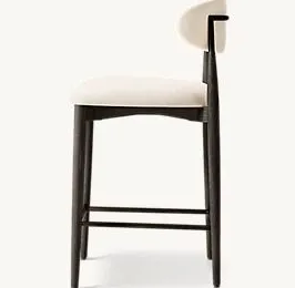 Tabouret de bar Ascain en tissu et chêne, vue 4 sur 6