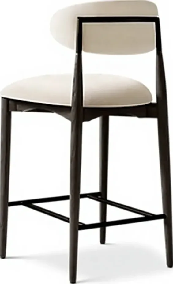 Tabouret de bar Ascain en tissu et chêne, vue 5 sur 6