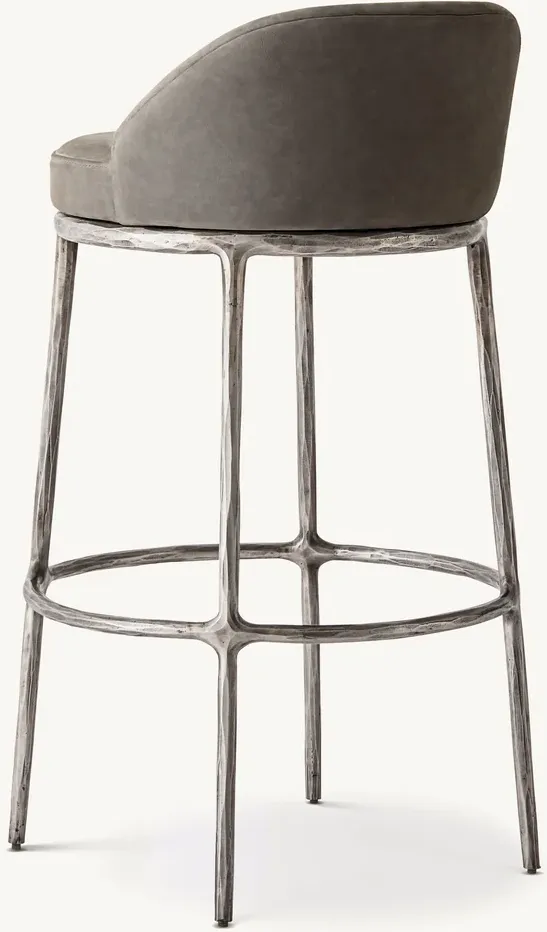 Tabouret de bar Dinan en cuir, vue 4 sur 6