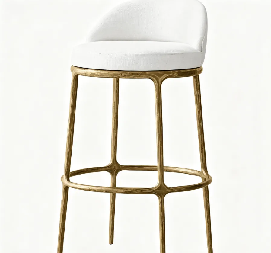 Tabouret de bar Lourmarin en lin blanc, collection chaises ELWOOD HOME