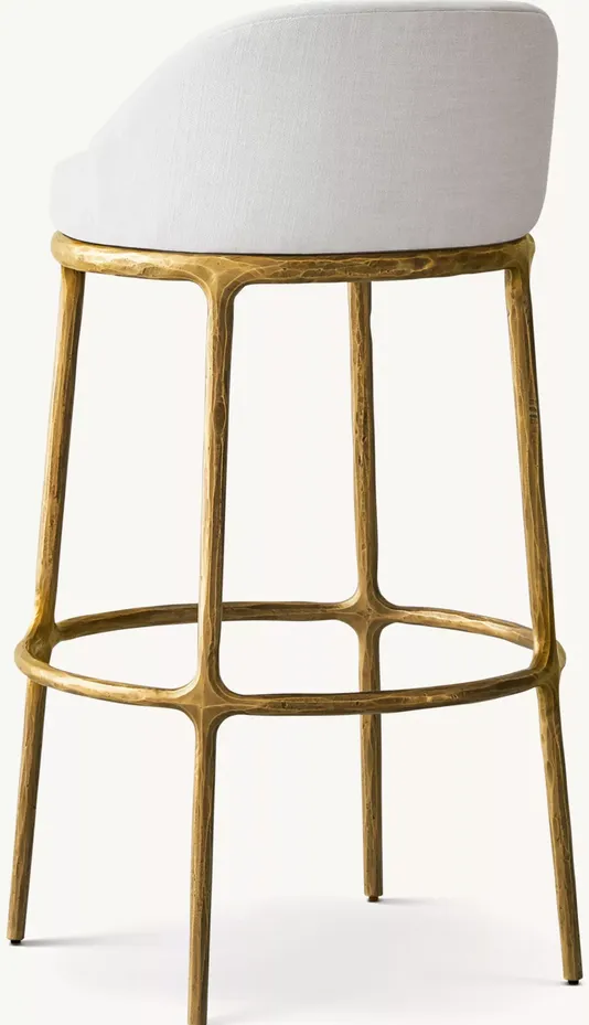 Tabouret de bar Lourmarin en lin blanc, vue 3 sur 5