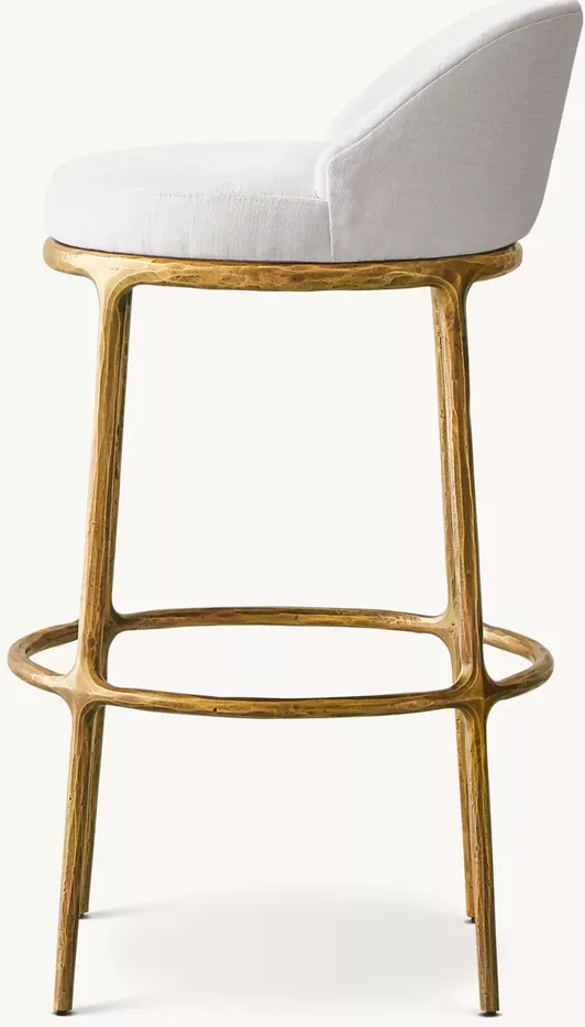 Tabouret de bar Lourmarin en lin blanc, vue 4 sur 5