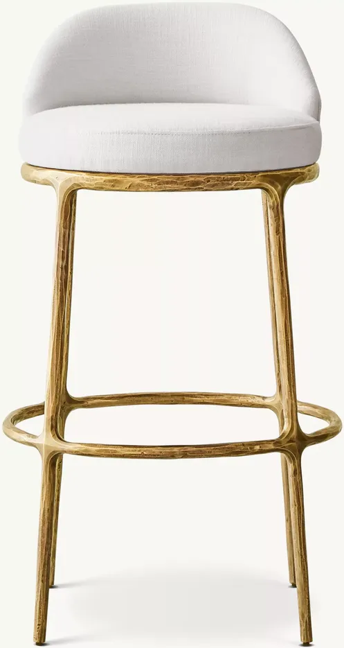 Tabouret de bar Lourmarin en lin blanc, vue 5 sur 5