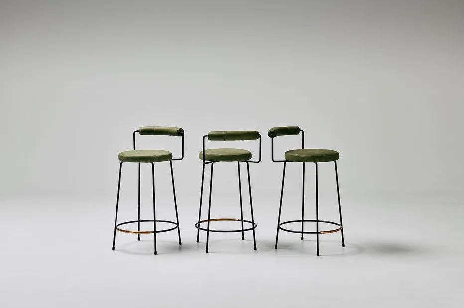 Tabouret de bar Peille en tissu, vue 4 sur 5
