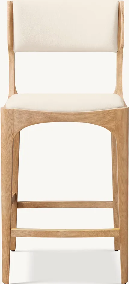 Tabouret de bar Sète en tissu bouclé et chêne, vue 2 sur 4