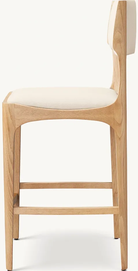 Tabouret de bar Sète en tissu bouclé et chêne, vue 3 sur 4
