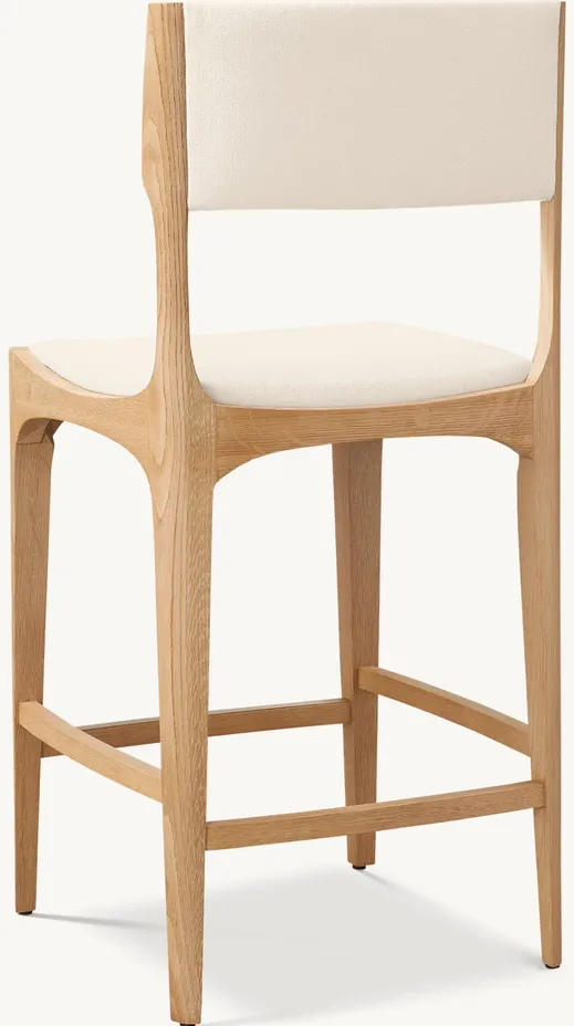 Tabouret de bar Sète en tissu bouclé et chêne, vue 4 sur 4