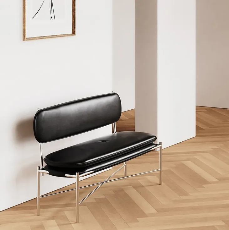 Tabouret Pontarlier en cuir, vue 2 sur 6