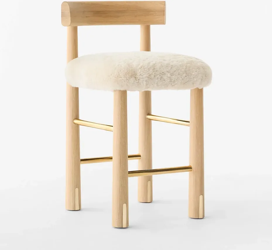Tabouret Salies en chêne, vue 2 sur 6