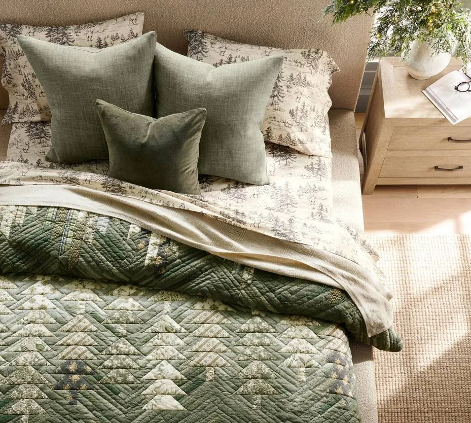 Tête de lit Névache en tissu et bois massif king size, collection lits ELWOOD HOME