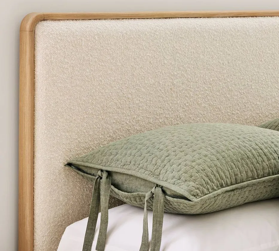 Tête de lit Nyons en tissu bouclé et placage de chêne king size, vue 2 sur 4