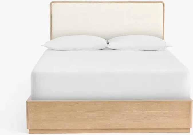 Tête de lit Nyons en tissu bouclé et placage de chêne king size, vue 3 sur 4