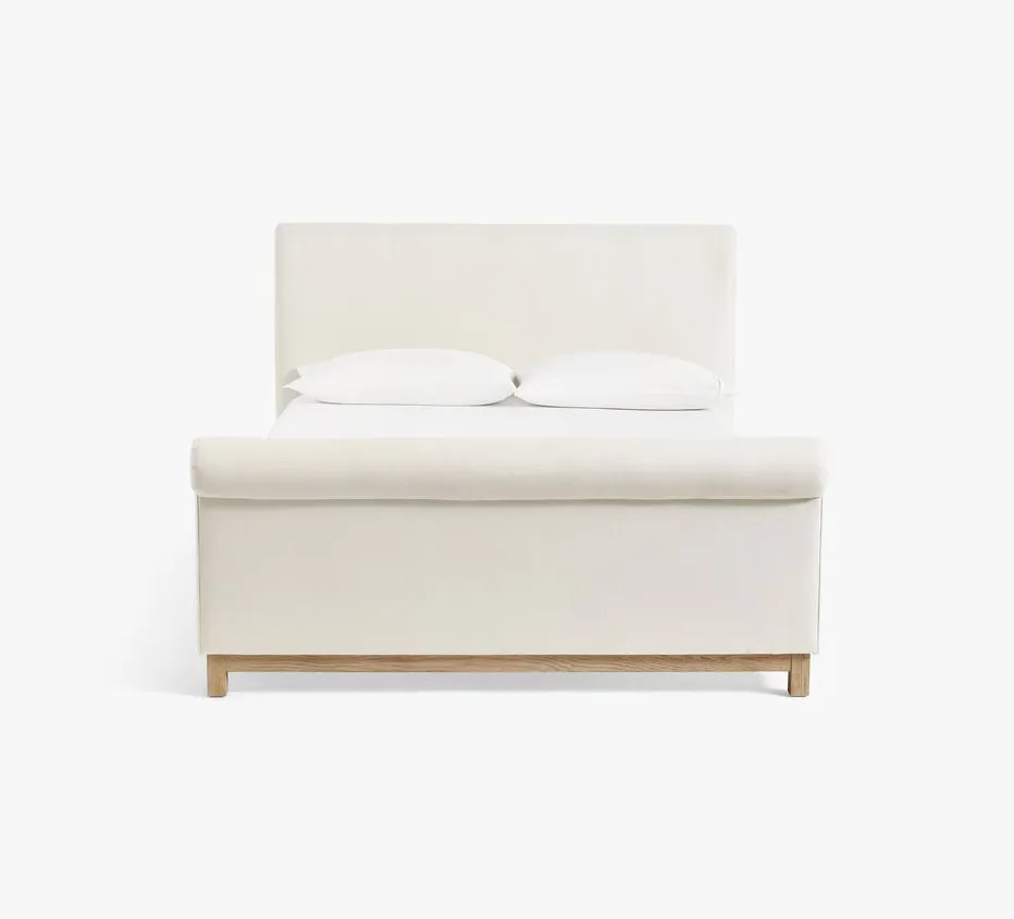 Tête de lit Seillans en lin et chêne crème king size, vue 4 sur 4