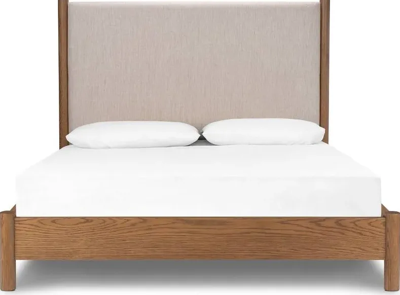 Tête de lit Valensole en tissu et chêne king size, vue 2 sur 4